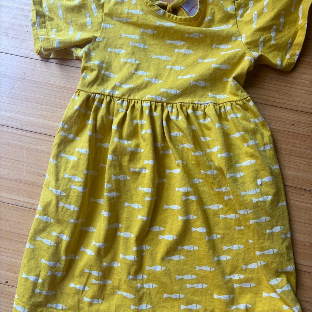 Hanna Andersson Yellow Fish Print Casual Dress